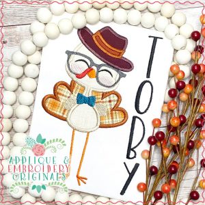 3079 Turkey with Hat & Glasses Applique Design