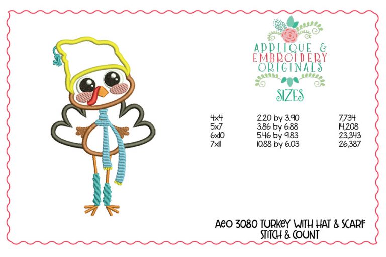 3082 Turkey Standing Set 2021 Applique Design - Image 5