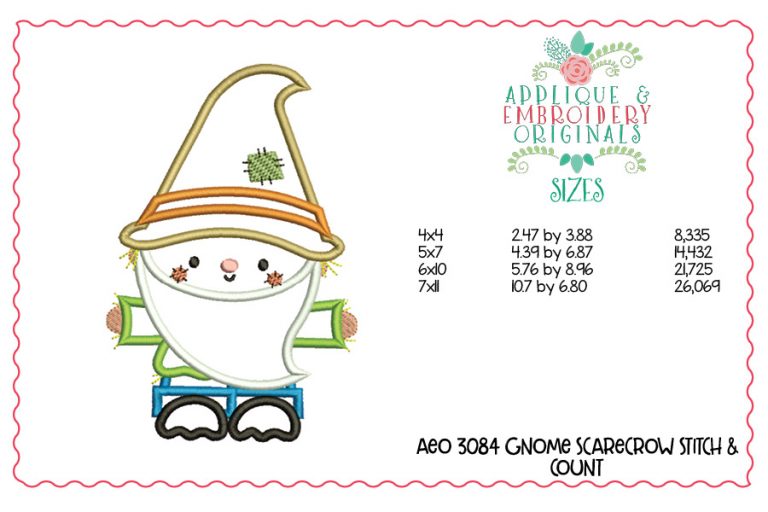 3084 Gnome Scarecrow Applique Design - Image 2