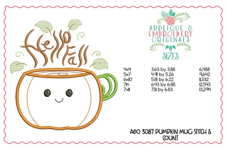 3087 Pumpkin Mug Applique Design - Image 2