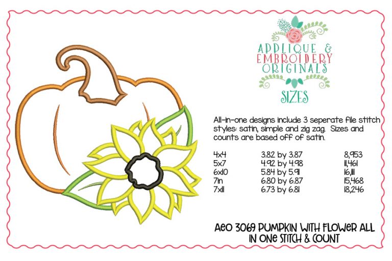 3088 Pumpkin with Flower Applique Design - Image 2