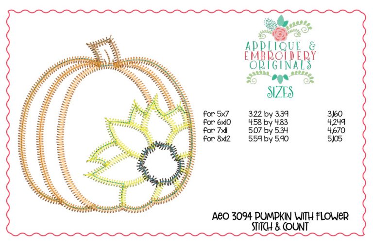 3094 Pumpkin with Flower Interchangeable Tab Design - Image 3