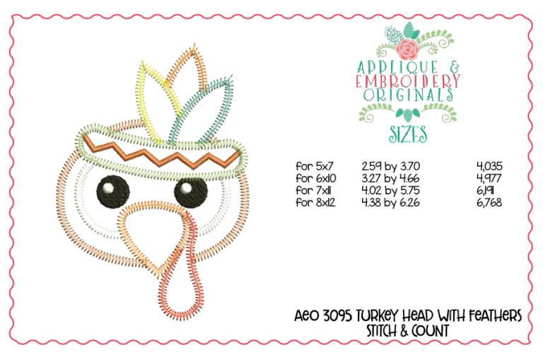 3095 Turkey Head with Feathers Interchangeable Tab Design - Image 3