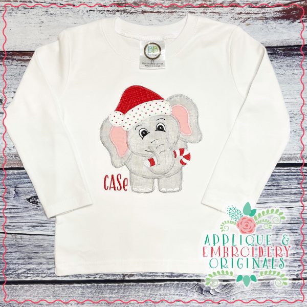 3098 Elephant Candy Cane All-In-One Applique Design - Image 2