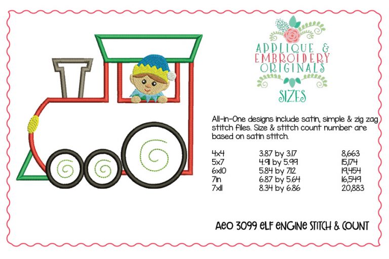 3099 Elf Engine All-In-One Applique Design - Image 2