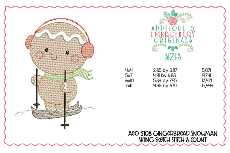 3108 Gingerbread Skiing Sketch Design - Image 2