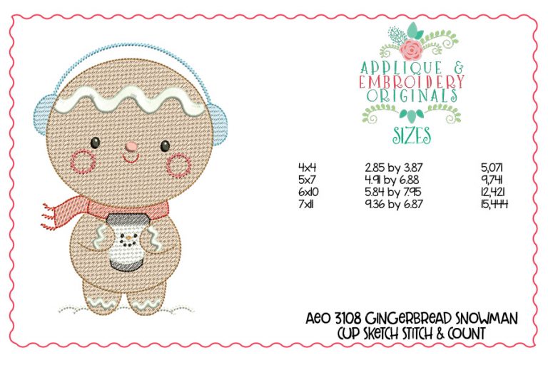 3109 Gingerbread Cup Snowman Sketch Design - Image 2