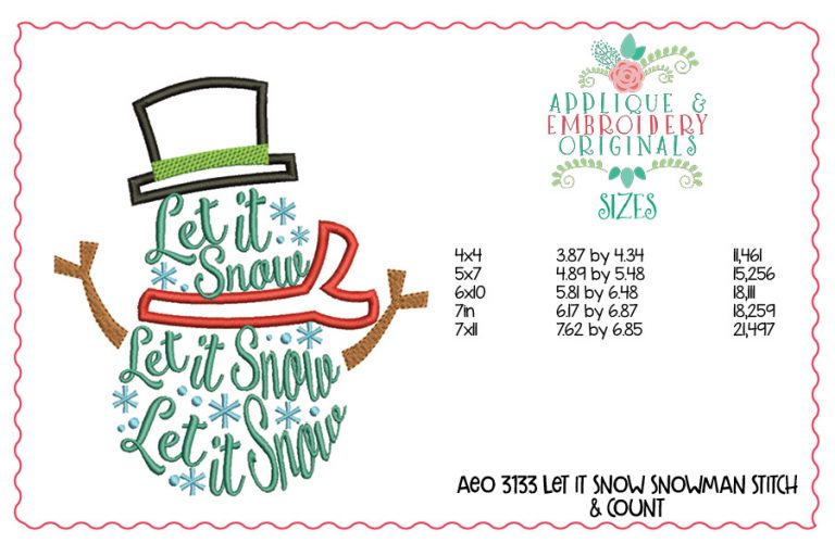 3133 Let It Snow Applique Design - Image 3