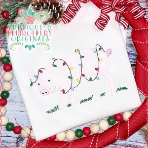 3136 Pig Christmas Light Sketch Design