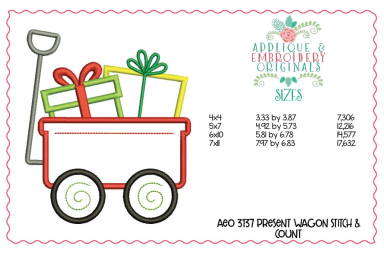 3137 Present Wagon All-In-One Applique Design - Image 2