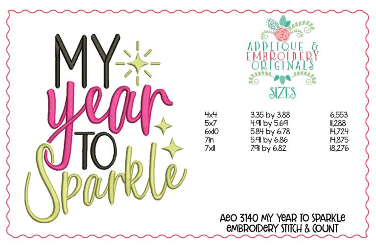 3140 My Year to Sparkle Embroidery Design - Image 2