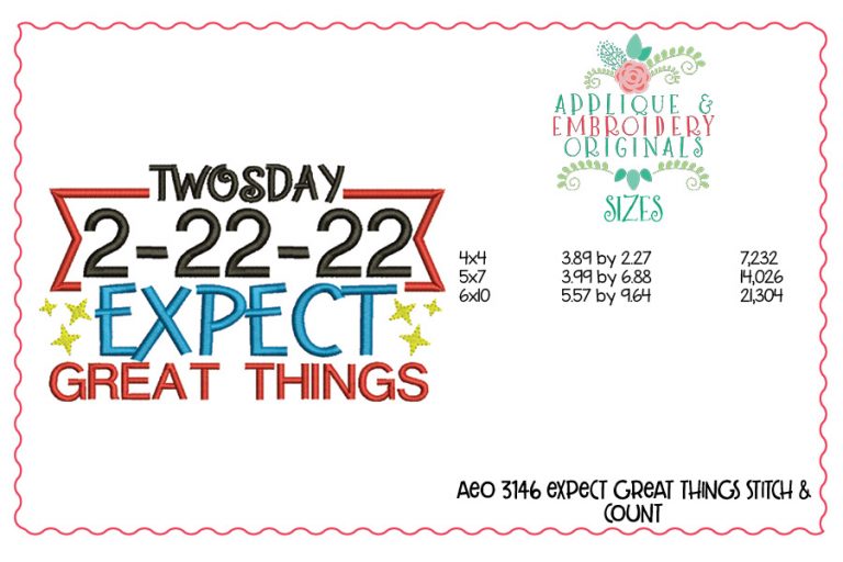 3146 Expect Great Things Embroidery Design - Image 2