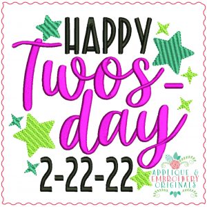 3174 Happy Twosday Embroidery Design