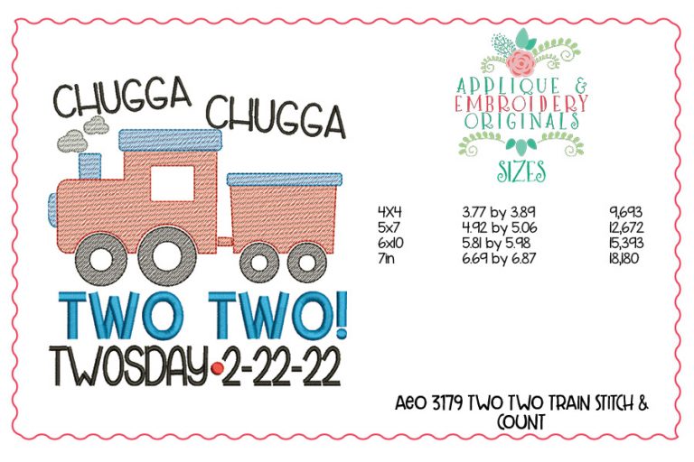 3179 Two Two Train Embroidery Design - Image 2