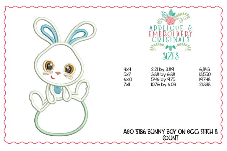 3186 Bunny Boy on Egg Applique Design - Image 3