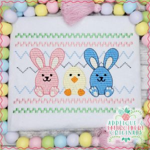 3188 Bunny Chick Eggs Faux Smocked Embroidery Design