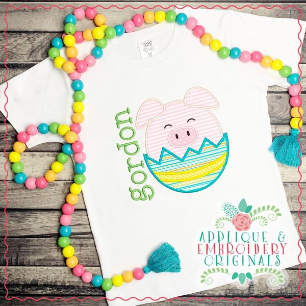 3196 Piggy in Easter Egg All-In-One Applique Design - Image 2