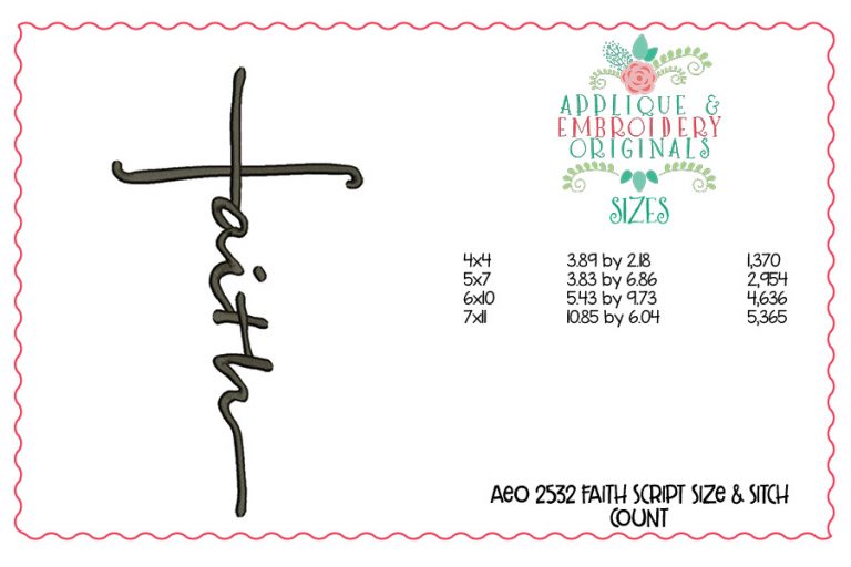 2532 Faith Script Embroidery Design - Image 3