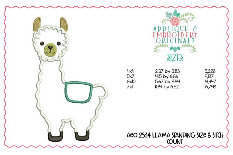 2534 Llama Standing Applique Design - Image 3
