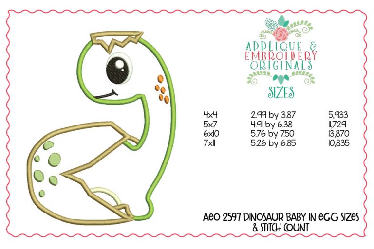 2597 Dinosaur Baby Applique Design - Image 2