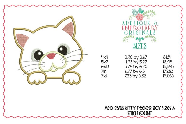2598 Kitty Peeker Boy Applique Design - Image 2