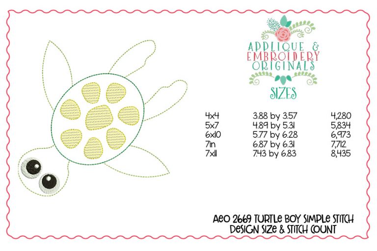 2669 Turtle Boy Applique Design - Image 3