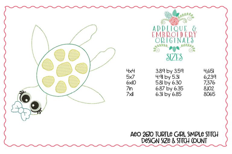 2670 Turtle Girl Applique Design - Image 4