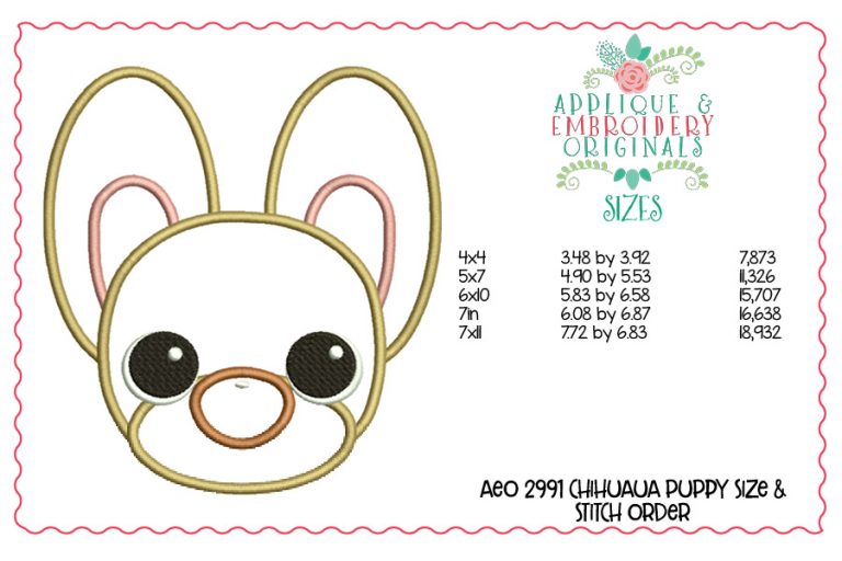 2991 Chihuahua Puppy Applique Design - Image 2