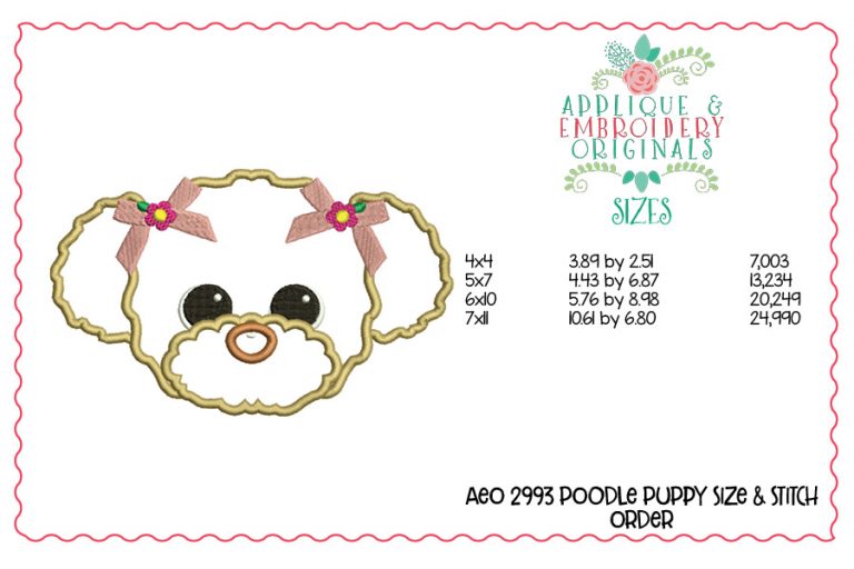 2993 Poodle Puppy Applique Design - Image 2