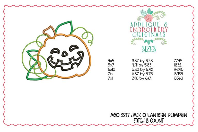3217 Jack O Lantern Pumpkin Halloween Applique Design - Image 2