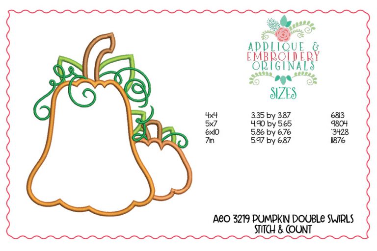 3219 Pumpkin Double Swirls Applique Design - Image 2
