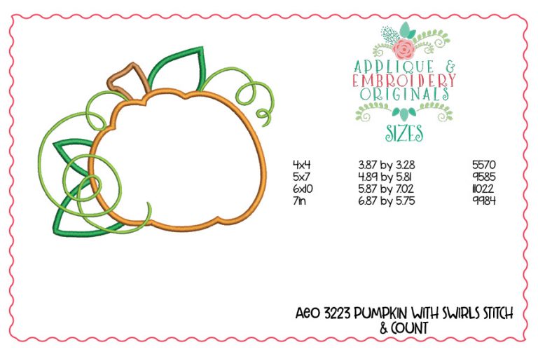3223 Pumpkin with Swirls Applique Design - Image 3