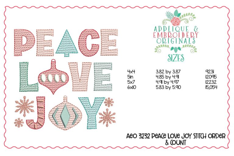 3232 Peace Love Joy Sketch Design - Image 2