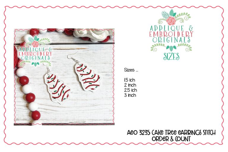 3235 Tree Cake Earrings In-The-Hoop Design - Image 3