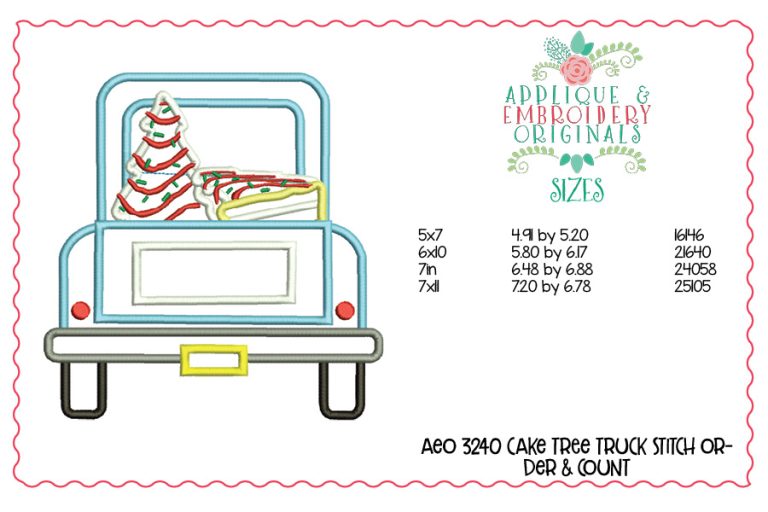 3240 Cake Tree Truck Applique Design - Image 2