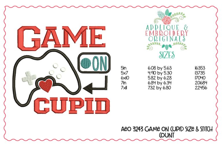 3243 Game on Cupid Applique Design - Image 2