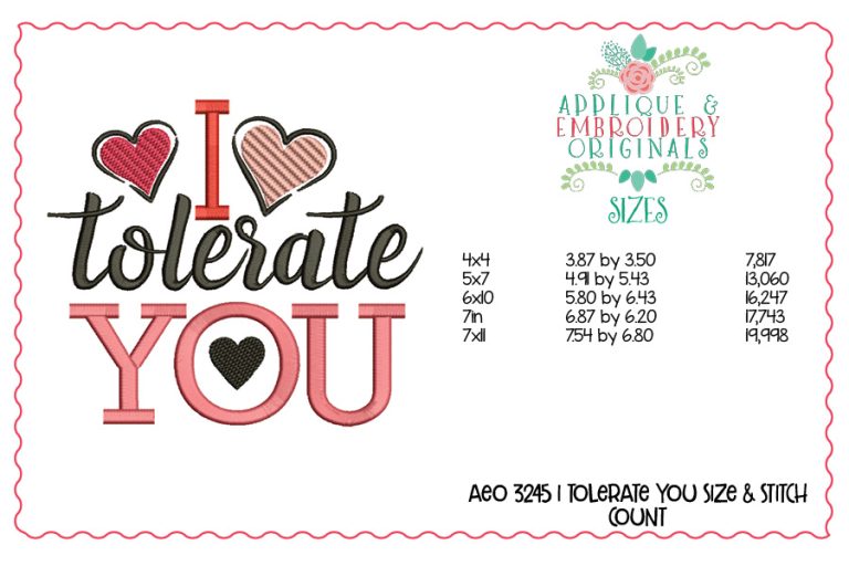 3245 I Tolerate You Embroidery Design - Image 2