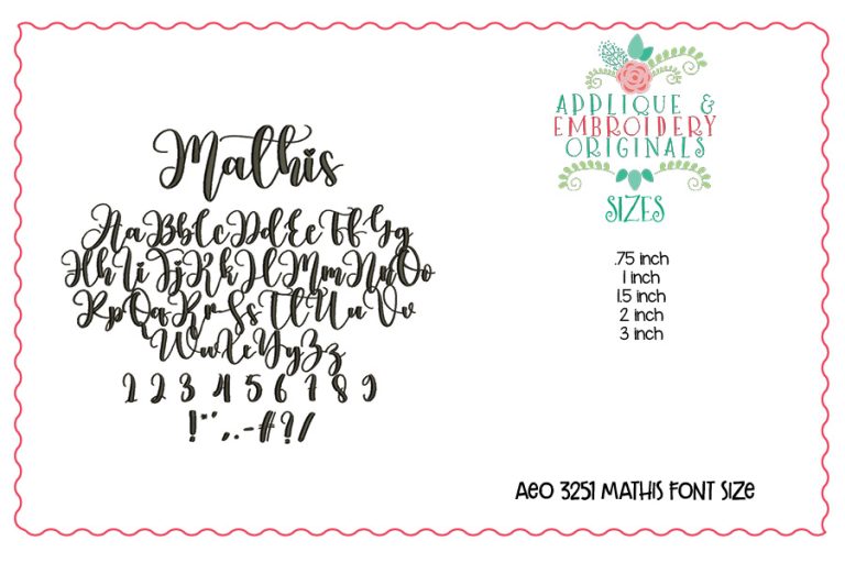 3251 Mathis Embroidery Font - Image 3