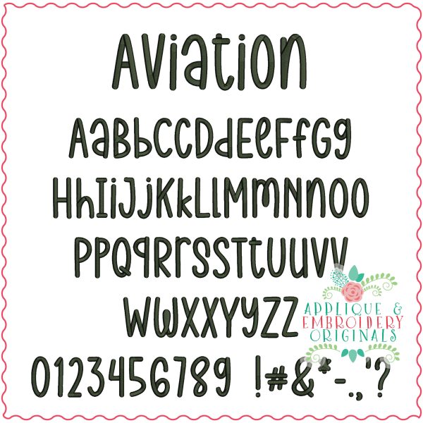 3253 Aviation Embroidery Font - Image 2
