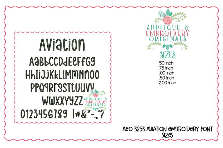 3253 Aviation Embroidery Font - Image 3
