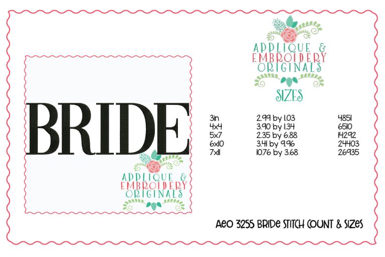 3255 Bride Embroidery Design - Image 2