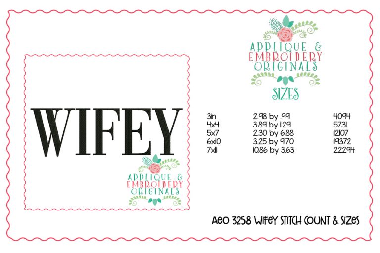 3258 Wifey Embroidery Design - Image 3