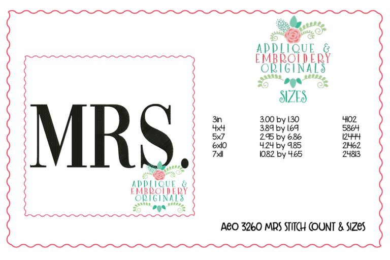 3260 Mrs Embroidery Design - Image 5