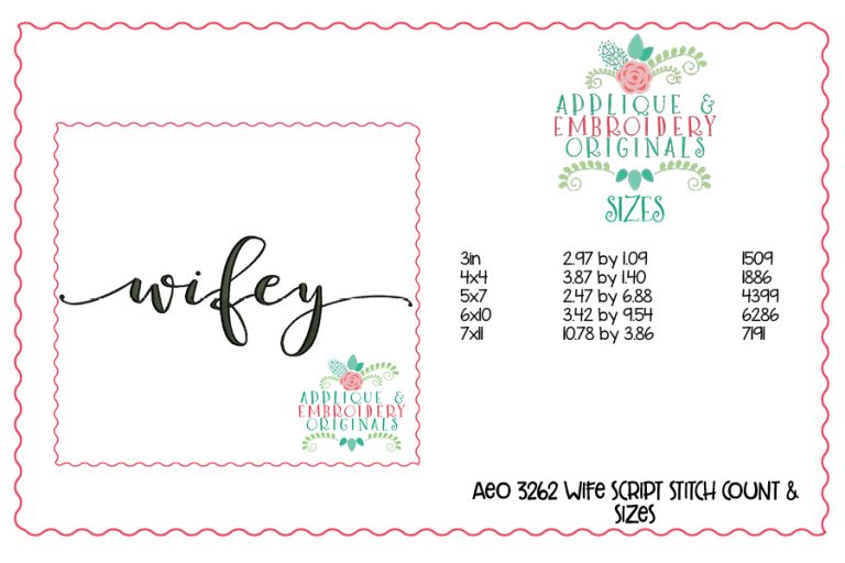 3262 Wifey Script Embroidery Design - Image 3