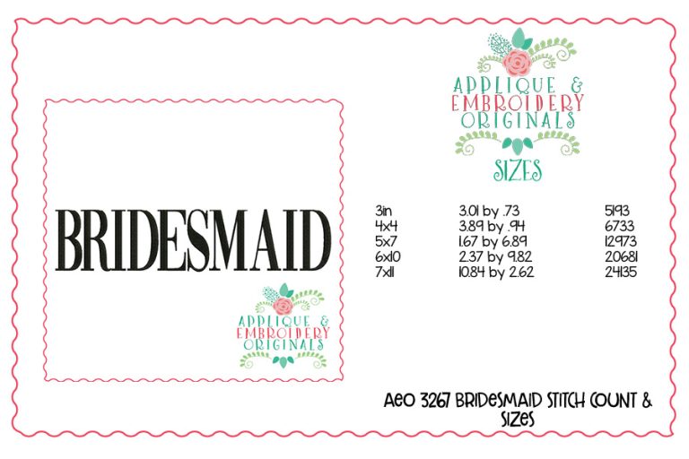 3267 Bridesmaid Embroidery Design - Image 3