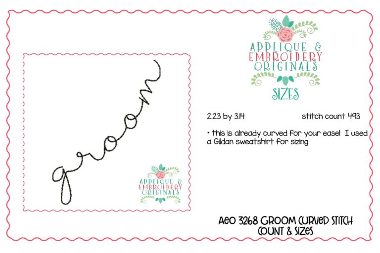 3268 Groom Curve Embroidery Design - Image 2