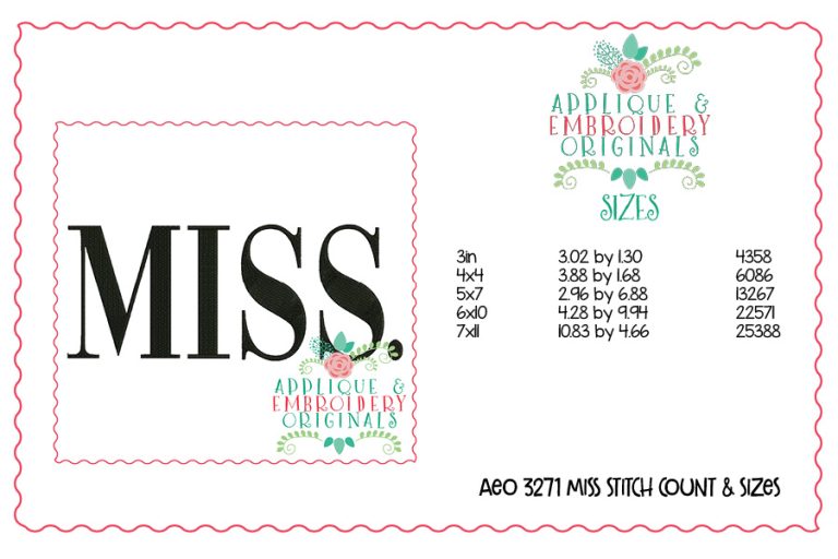 3271 Miss Embroidery Design - Image 2