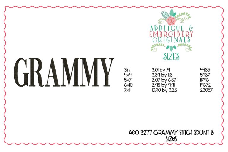 3277 Grammy Embroidery Design - Image 2