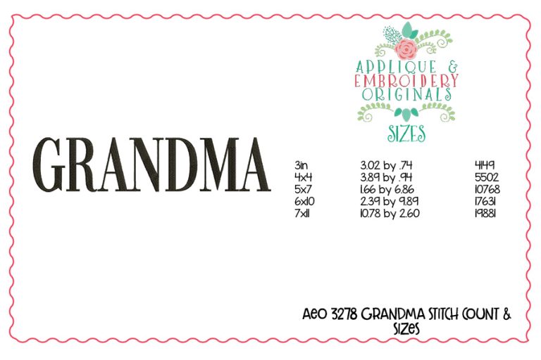 3278 Grandma Embroidery Design - Image 2