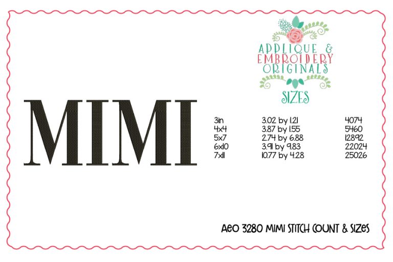 3280 Mimi Embroidery Design - Image 2